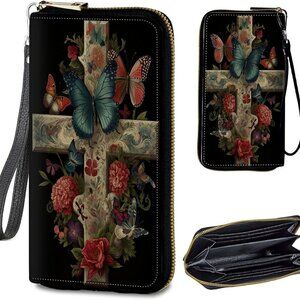 Women's PU Leather Wristlet Wallet Large Capacity RFID Block Zipper